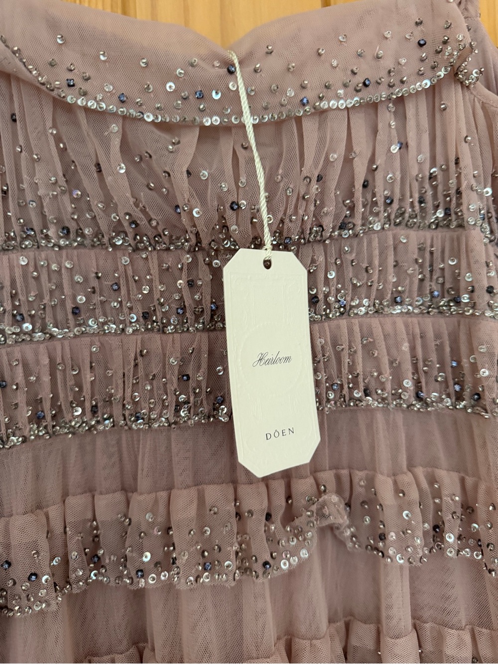 Doen Pierrette Beaded Tulle Maxi Dress in Dusty Pink - Picture 4 of 4